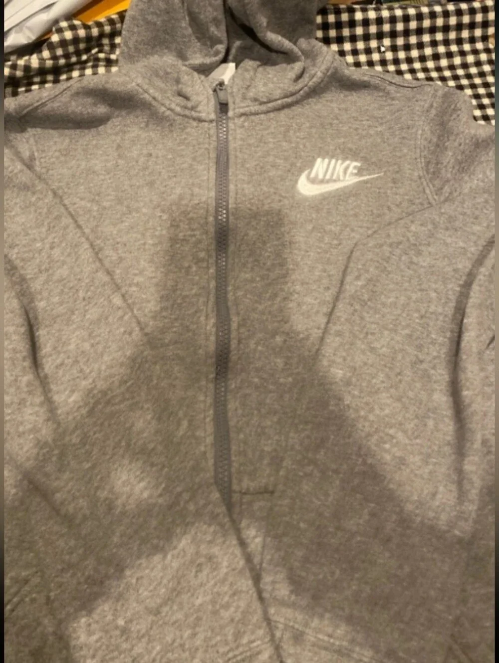 Nike Gray Full-Zip Hoodie with White Swoosh